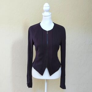 BCBGMaxAzria Navy Fitted Moto Style Full Zip Cropped Jacket Size XS